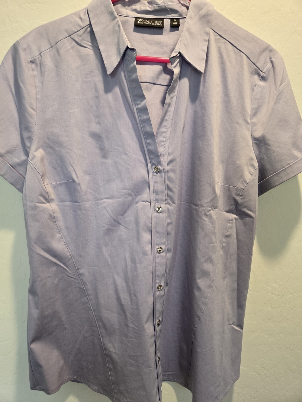 New York And Co Lavender Short-Sleeve Button-Down Shirt
